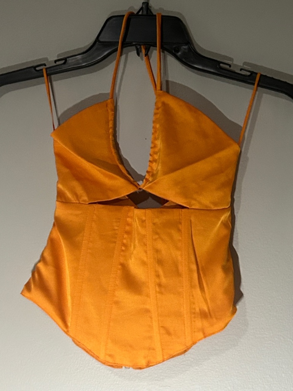 2for20 - Orange Satin Corset Halter Top - Women